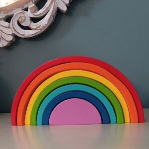Colourful Wooden Rainbow Puzzle Decor ❤️